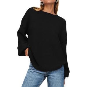 imagePRETTYGARDEN Womens Winter Sweaters Casual Crew Neck Long Sleeve Pullover Ribbed Knit Loose Fit Sweater TopsBlack
