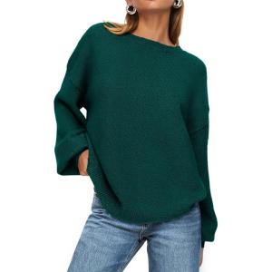 imagePRETTYGARDEN Womens Winter Sweaters Casual Crew Neck Long Sleeve Pullover Ribbed Knit Loose Fit Sweater TopsDark Green