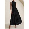 imagePRETTYGARDEN Summer Dresses for Women 2025 Casual Eyelet Tank Top Sundress Sleeveless Wedding Guest Maxi Dress with PocketsBlack