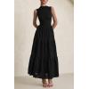 imagePRETTYGARDEN Summer Dresses for Women 2025 Casual Eyelet Tank Top Sundress Sleeveless Wedding Guest Maxi Dress with PocketsBlack
