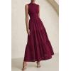 imagePRETTYGARDEN Summer Dresses for Women 2025 Casual Eyelet Tank Top Sundress Sleeveless Wedding Guest Maxi Dress with PocketsJujube Red