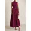 imagePRETTYGARDEN Summer Dresses for Women 2025 Casual Eyelet Tank Top Sundress Sleeveless Wedding Guest Maxi Dress with PocketsJujube Red