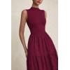 imagePRETTYGARDEN Summer Dresses for Women 2025 Casual Eyelet Tank Top Sundress Sleeveless Wedding Guest Maxi Dress with PocketsJujube Red