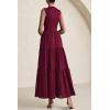 imagePRETTYGARDEN Summer Dresses for Women 2025 Casual Eyelet Tank Top Sundress Sleeveless Wedding Guest Maxi Dress with PocketsJujube Red