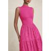 imagePRETTYGARDEN Summer Dresses for Women 2025 Casual Eyelet Tank Top Sundress Sleeveless Wedding Guest Maxi Dress with PocketsRose Red