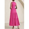 imagePRETTYGARDEN Summer Dresses for Women 2025 Casual Eyelet Tank Top Sundress Sleeveless Wedding Guest Maxi Dress with PocketsRose Red