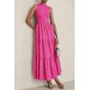 imagePRETTYGARDEN Summer Dresses for Women 2025 Casual Eyelet Tank Top Sundress Sleeveless Wedding Guest Maxi Dress with PocketsRose Red