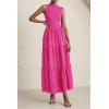 imagePRETTYGARDEN Summer Dresses for Women 2025 Casual Eyelet Tank Top Sundress Sleeveless Wedding Guest Maxi Dress with PocketsRose Red