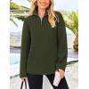 imagePRETTYGARDEN Womens 2024 Fall Chunky Knit Oversized Sweaters Long Sleeve Collared Quarter Zip Pullover Winter Jumper TopsArmy Green