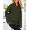 imagePRETTYGARDEN Womens 2024 Fall Chunky Knit Oversized Sweaters Long Sleeve Collared Quarter Zip Pullover Winter Jumper TopsArmy Green