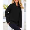imagePRETTYGARDEN Womens 2024 Fall Chunky Knit Oversized Sweaters Long Sleeve Collared Quarter Zip Pullover Winter Jumper TopsBlack
