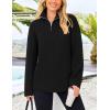 imagePRETTYGARDEN Womens 2024 Fall Chunky Knit Oversized Sweaters Long Sleeve Collared Quarter Zip Pullover Winter Jumper TopsBlack