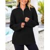 imagePRETTYGARDEN Womens 2024 Fall Chunky Knit Oversized Sweaters Long Sleeve Collared Quarter Zip Pullover Winter Jumper TopsBlack