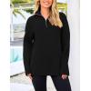 imagePRETTYGARDEN Womens 2024 Fall Chunky Knit Oversized Sweaters Long Sleeve Collared Quarter Zip Pullover Winter Jumper TopsBlack