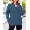 imagePRETTYGARDEN Womens 2024 Fall Chunky Knit Oversized Sweaters Long Sleeve Collared Quarter Zip Pullover Winter Jumper TopsBlue