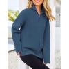imagePRETTYGARDEN Womens 2024 Fall Chunky Knit Oversized Sweaters Long Sleeve Collared Quarter Zip Pullover Winter Jumper TopsBlue