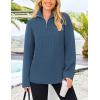 imagePRETTYGARDEN Womens 2024 Fall Chunky Knit Oversized Sweaters Long Sleeve Collared Quarter Zip Pullover Winter Jumper TopsBlue