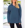 imagePRETTYGARDEN Womens 2024 Fall Chunky Knit Oversized Sweaters Long Sleeve Collared Quarter Zip Pullover Winter Jumper TopsBlue