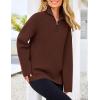 imagePRETTYGARDEN Womens 2024 Fall Chunky Knit Oversized Sweaters Long Sleeve Collared Quarter Zip Pullover Winter Jumper TopsCoffee