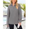 imagePRETTYGARDEN Womens 2024 Fall Chunky Knit Oversized Sweaters Long Sleeve Collared Quarter Zip Pullover Winter Jumper TopsGrey