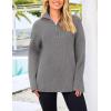 imagePRETTYGARDEN Womens 2024 Fall Chunky Knit Oversized Sweaters Long Sleeve Collared Quarter Zip Pullover Winter Jumper TopsGrey
