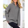 imagePRETTYGARDEN Womens 2024 Fall Chunky Knit Oversized Sweaters Long Sleeve Collared Quarter Zip Pullover Winter Jumper TopsGrey