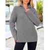 imagePRETTYGARDEN Womens 2024 Fall Chunky Knit Oversized Sweaters Long Sleeve Collared Quarter Zip Pullover Winter Jumper TopsGrey
