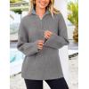 imagePRETTYGARDEN Womens 2024 Fall Chunky Knit Oversized Sweaters Long Sleeve Collared Quarter Zip Pullover Winter Jumper TopsGrey