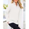 imagePRETTYGARDEN Womens 2024 Fall Chunky Knit Oversized Sweaters Long Sleeve Collared Quarter Zip Pullover Winter Jumper TopsWhite