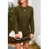 imagePRETTYGARDEN Womens 2025 Fall Knit Pullover Sweaters Long Sleeve Crewneck Oversized Loose Short Sweater DressArmy Green