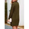 imagePRETTYGARDEN Womens 2025 Fall Knit Pullover Sweaters Long Sleeve Crewneck Oversized Loose Short Sweater DressArmy Green