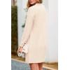 imagePRETTYGARDEN Womens 2025 Fall Knit Pullover Sweaters Long Sleeve Crewneck Oversized Loose Short Sweater DressBeige