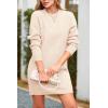 imagePRETTYGARDEN Womens 2025 Fall Knit Pullover Sweaters Long Sleeve Crewneck Oversized Loose Short Sweater DressBeige