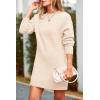 imagePRETTYGARDEN Womens 2025 Fall Knit Pullover Sweaters Long Sleeve Crewneck Oversized Loose Short Sweater DressBeige