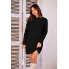 imagePRETTYGARDEN Womens 2025 Fall Knit Pullover Sweaters Long Sleeve Crewneck Oversized Loose Short Sweater DressBlack