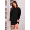 imagePRETTYGARDEN Womens 2025 Fall Knit Pullover Sweaters Long Sleeve Crewneck Oversized Loose Short Sweater DressBlack