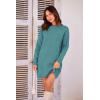 imagePRETTYGARDEN Womens 2025 Fall Knit Pullover Sweaters Long Sleeve Crewneck Oversized Loose Short Sweater DressBlue Green