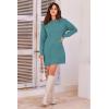imagePRETTYGARDEN Womens 2025 Fall Knit Pullover Sweaters Long Sleeve Crewneck Oversized Loose Short Sweater DressBlue Green