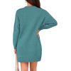 imagePRETTYGARDEN Womens 2025 Fall Knit Pullover Sweaters Long Sleeve Crewneck Oversized Loose Short Sweater DressBlue Green
