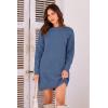 imagePRETTYGARDEN Womens 2025 Fall Knit Pullover Sweaters Long Sleeve Crewneck Oversized Loose Short Sweater DressGrey Blue