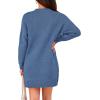 imagePRETTYGARDEN Womens 2025 Fall Knit Pullover Sweaters Long Sleeve Crewneck Oversized Loose Short Sweater DressGrey Blue