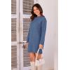 imagePRETTYGARDEN Womens 2025 Fall Knit Pullover Sweaters Long Sleeve Crewneck Oversized Loose Short Sweater DressGrey Blue