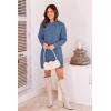imagePRETTYGARDEN Womens 2025 Fall Knit Pullover Sweaters Long Sleeve Crewneck Oversized Loose Short Sweater DressGrey Blue