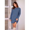 imagePRETTYGARDEN Womens 2025 Fall Knit Pullover Sweaters Long Sleeve Crewneck Oversized Loose Short Sweater DressGrey Blue