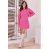 imagePRETTYGARDEN Womens 2025 Fall Knit Pullover Sweaters Long Sleeve Crewneck Oversized Loose Short Sweater DressRose Red