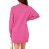 imagePRETTYGARDEN Womens 2025 Fall Knit Pullover Sweaters Long Sleeve Crewneck Oversized Loose Short Sweater DressRose Red