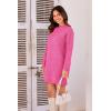 imagePRETTYGARDEN Womens 2025 Fall Knit Pullover Sweaters Long Sleeve Crewneck Oversized Loose Short Sweater DressRose Red