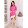 imagePRETTYGARDEN Womens 2025 Fall Knit Pullover Sweaters Long Sleeve Crewneck Oversized Loose Short Sweater DressRose Red