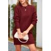 imagePRETTYGARDEN Womens 2025 Fall Knit Pullover Sweaters Long Sleeve Crewneck Oversized Loose Short Sweater DressWine Red