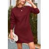 imagePRETTYGARDEN Womens 2025 Fall Knit Pullover Sweaters Long Sleeve Crewneck Oversized Loose Short Sweater DressWine Red